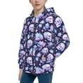 thumbnail image 2 of Naloa Skull crystal flower Teenage Zipper Hoodie, Long Sleeve Zip Up Hoodies Casual Jackets Tops for 7-12 Years-Medium, 2 of 6