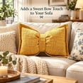 thumbnail image 4 of Eolstice Bow Pillow, Boho Decorative Throw Pillow, Vintage Texture Sofa Pillow for Bed Sofa Living Room Bedroom Home Car Decor,Yellow, 4 of 7