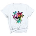 thumbnail image 4 of Staron Plus Size Women's Casual Floral Print Short Sleeve Round Neck Loose T-Shirt Top, White 4XL, 4 of 4