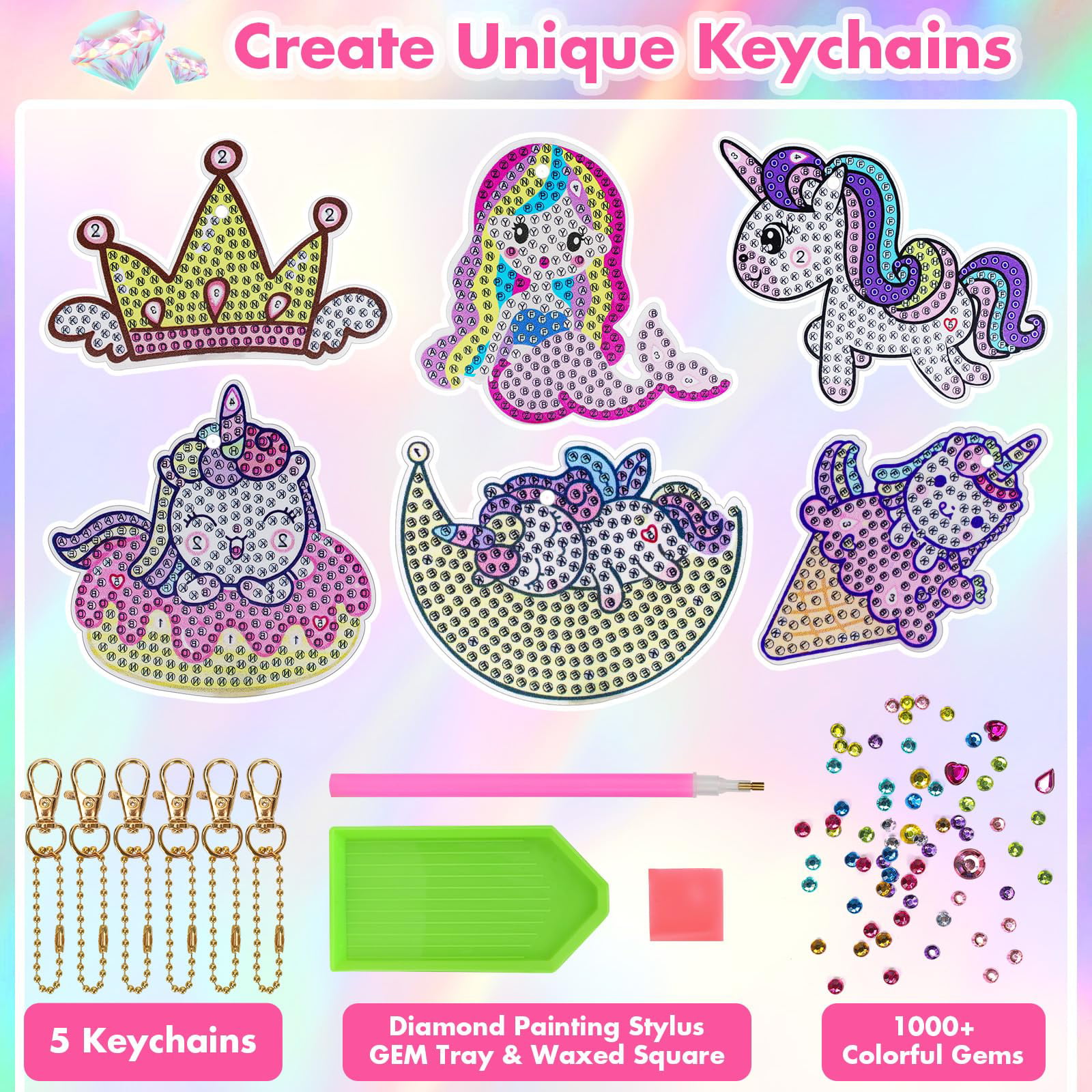 Cymbana Diamond Painting Kits for Kids 18 Pcs Princess and Their Buddy Gen  Art Sticker for Kids Ages 6-8 8-12 Contains Unicorn, Mermaid - cymban