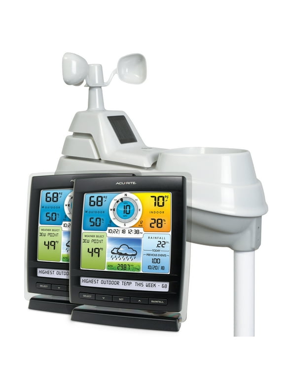 AcuRite Iris (5-in-1) Indoor/Outdoor Wireless Weather Station with Built-in Barometer and Two Digital Displays (01078M)
