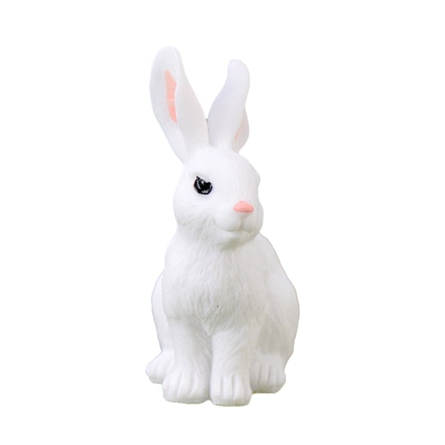 Naiovety Adorno de conejo en miniatura, estatua de conejito útil creativa, de conejito pequeño realista para el hogar, mesa, balcón, patios, Decoración del hogar Tipo 1