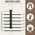 thumbnail image 7 of MIOCLYD Space Saving 6 Tier Pant Hangers, 2-Pack Closet Organizer and Pants Rack with 360° Swivel Hook – Anti-Slip Stainless Steel Leggings and Scarf Holder, Black, 7 of 7
