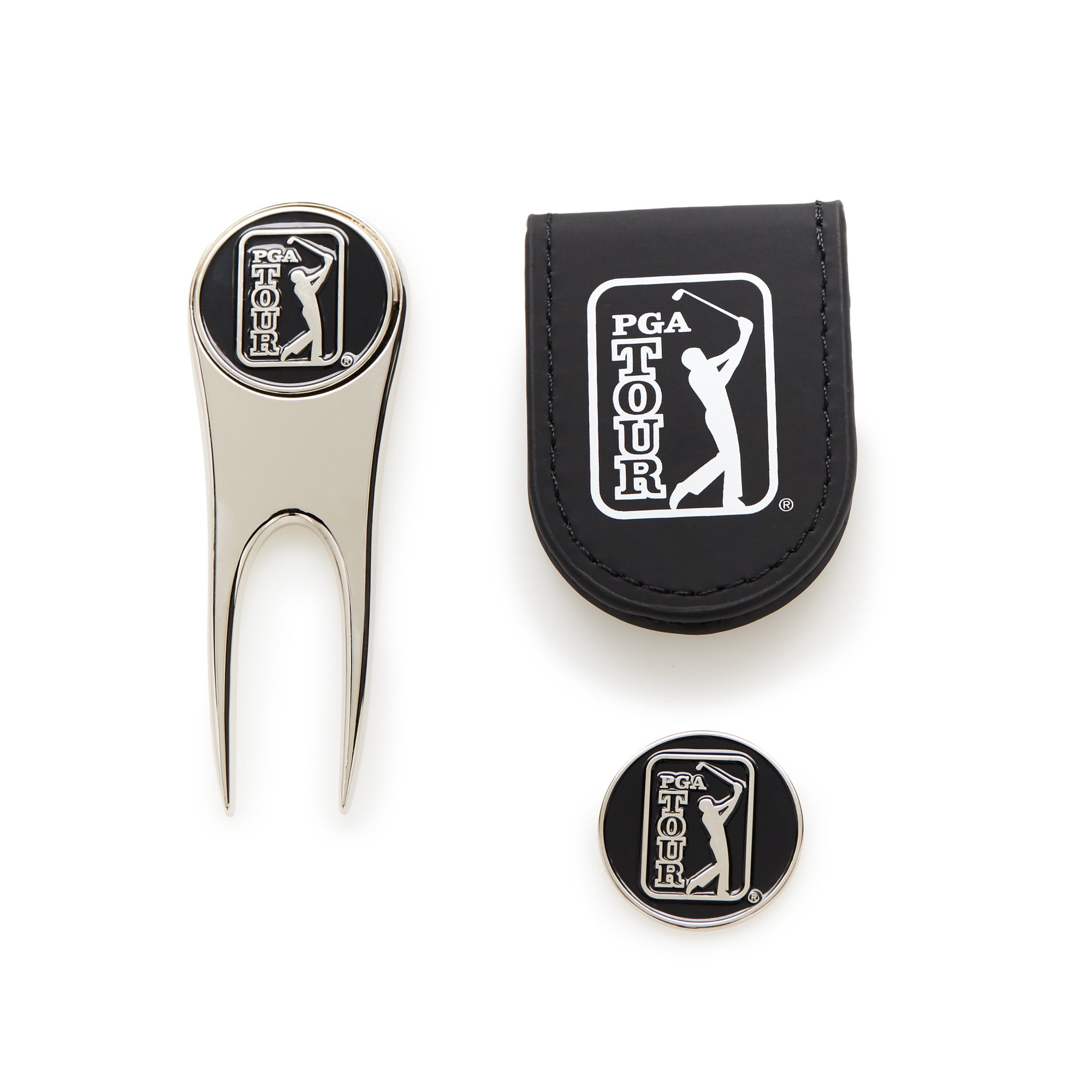 PGA Tour Golf Magnetic Closure Pocket Clip Tin Set with Ball Marker