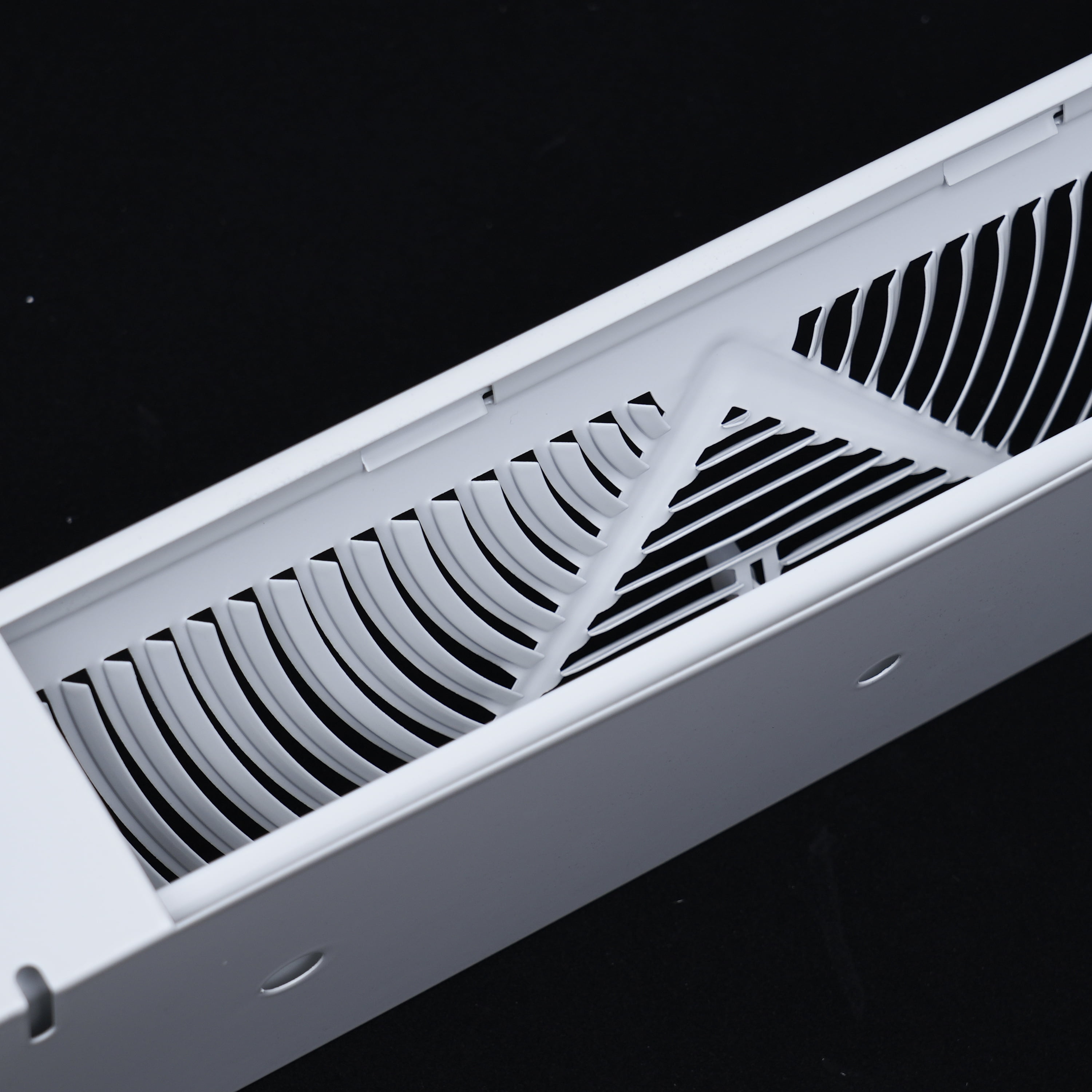 Fits 18" [External Length] Baseboard Space | Corner Baseboard Register by Handua | Round Type Air Flow Design | Register Vent Cover Grill | Adjustable Lever for Air Flow Control | White