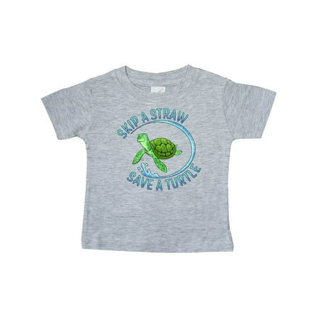 

Inktastic Skip a Straw Save a Turtle with Cute Green Sea Turtle Gift Baby Boy or Baby Girl T-Shirt