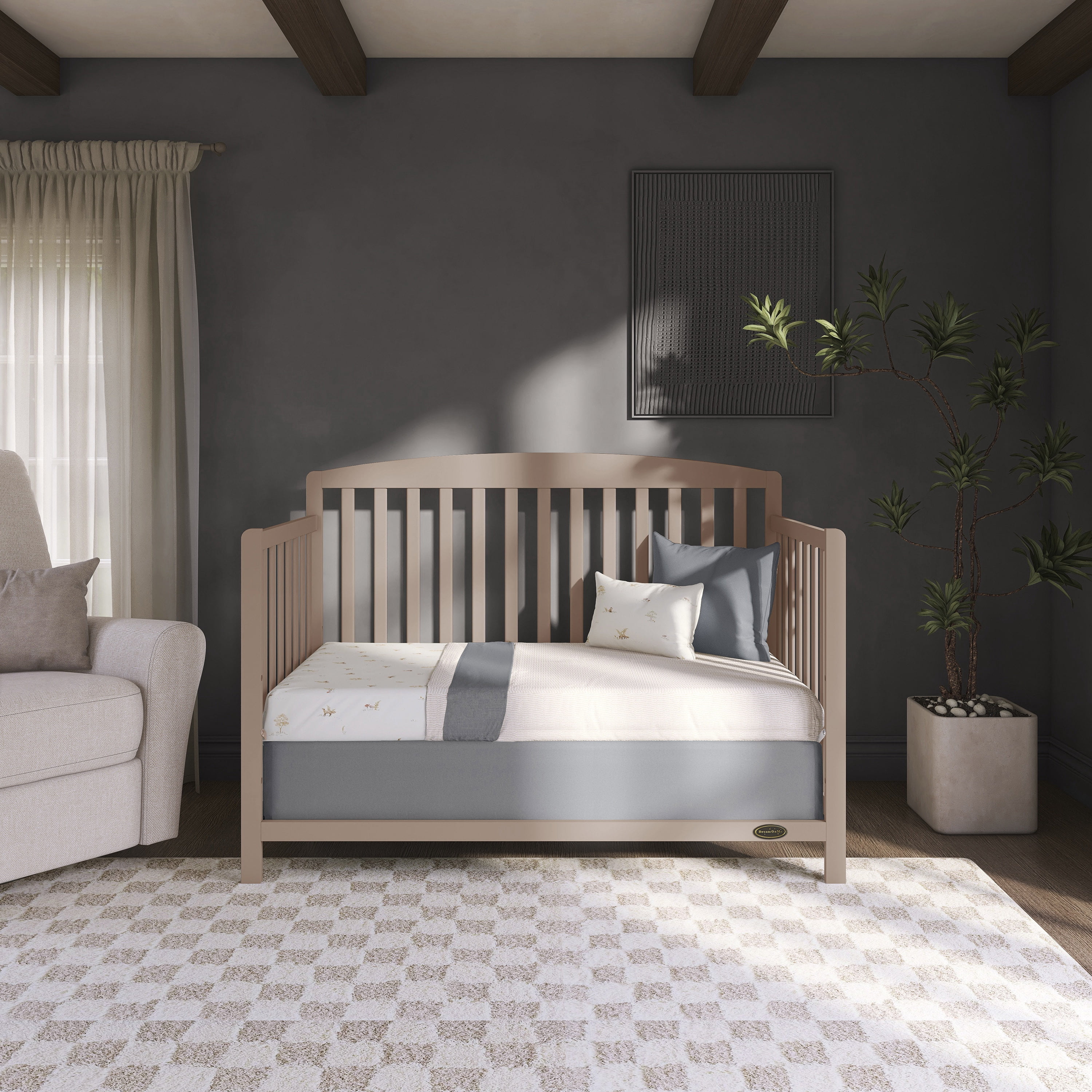 Dream On Me Odelle 5 in 1 Convertible Crib, Almond Butter