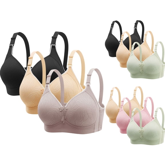 Paiwinds 3 Pack Plus Size Lace Bralette for Women, Fresh Style Wirefree Comfort Bra for Everyday Wear, Support & Lift