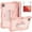 Rose Gold, variant on ELEHOLD 3-Layer Shockproof Case For iPad 9.7 2017 / 2018, Rugged Cover with 360° Rotating Kickstand, Wrist Strap, Detachable Shoulder Strap, Pencil Holder, Navy Blue+Green