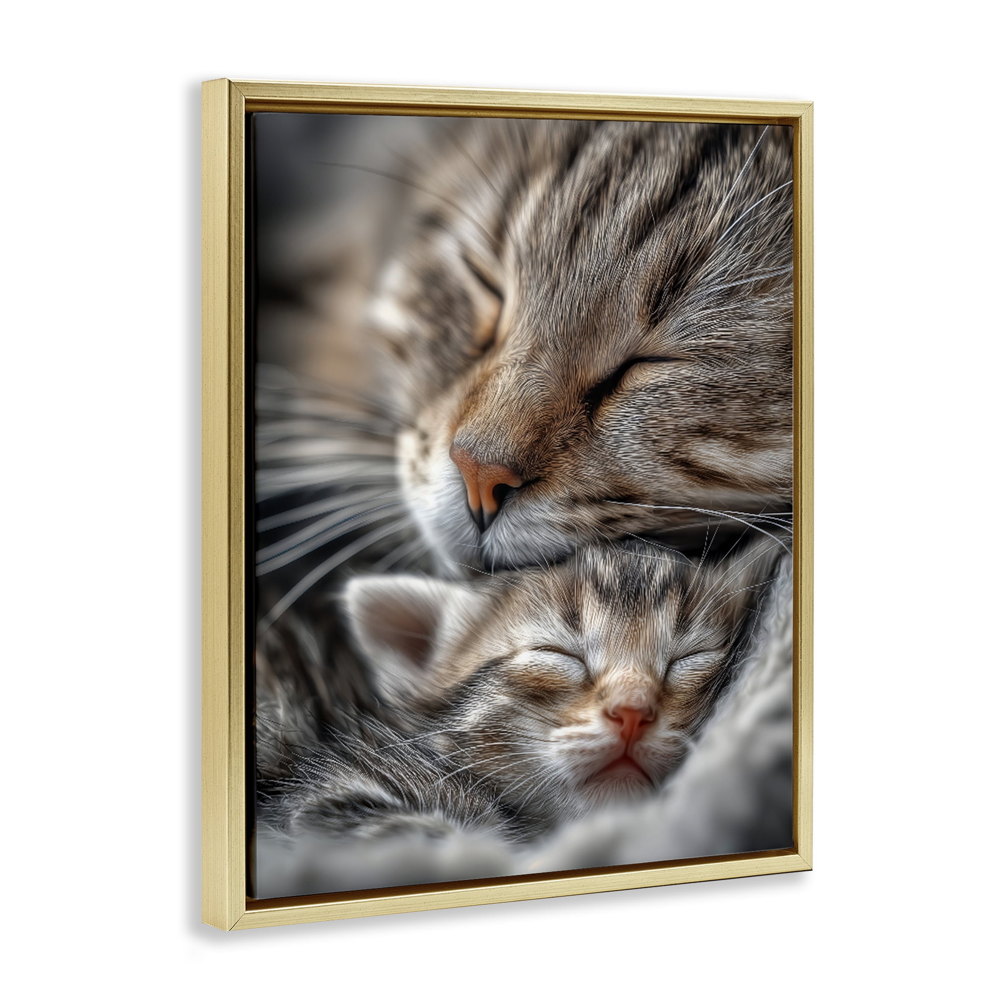 Stupell Industries Kitty Love Cuddles Gold Framed Floater Canvas Wall Art, design by Scott Stulberg