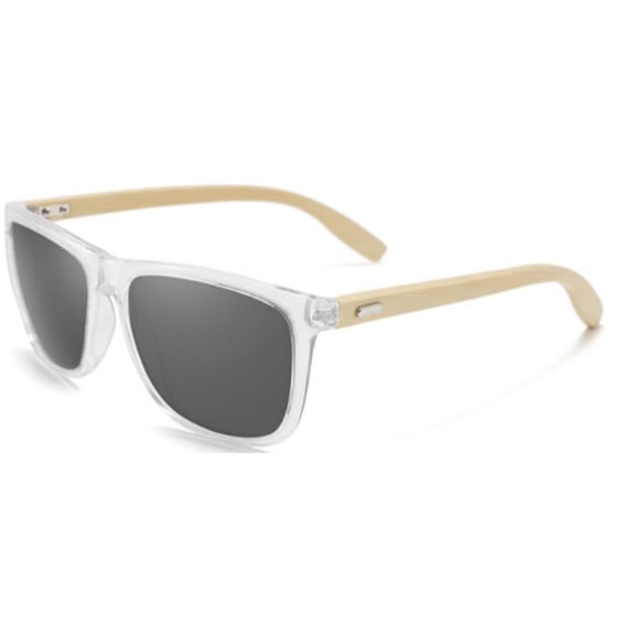 Root Saint Louis Clear PC Gray Lens Bamboo Temples Unisex Sunglasses