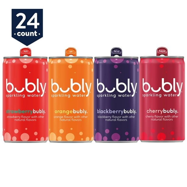bubly Sparkling Water, Mini Cans 4 Flavor Variety Pack, 24 Count