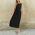 thumbnail image 2 of Aayomet Spring Dress Abaya Solid Dress Dress Under Dress Casual Womens Sleeveless Women's Casual Dress,Black XXL, 2 of 3