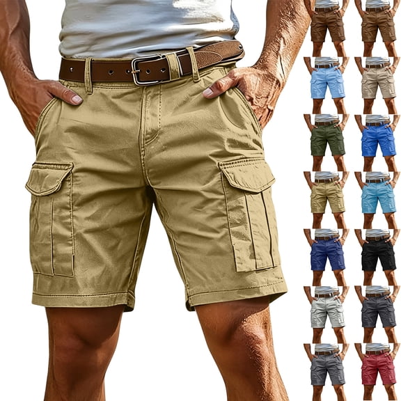 Cargo Shorts for Men Relaxed Fit 7 Inch Inseam Cargo Work Shorts Elasitc High Waisted Hiking Short Bermudas,3XL