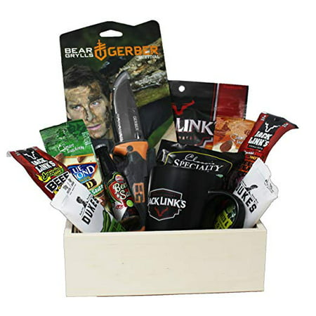 Genius Gift Idea for Dad when He Says He Doesn't Need Anything | Folding Gerber Knife | Bold and Spicy Snacks | Jack Links Beef Jerky | Blue Diamond Almonds | Beer