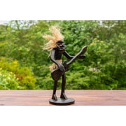 Handmade Wooden Primitive Guitarist Tribal Funny Statue Sculpture Tiki Bar Handcrafted Gift Decor Figurine Hand Carved (Playing Guitar Standing Up)