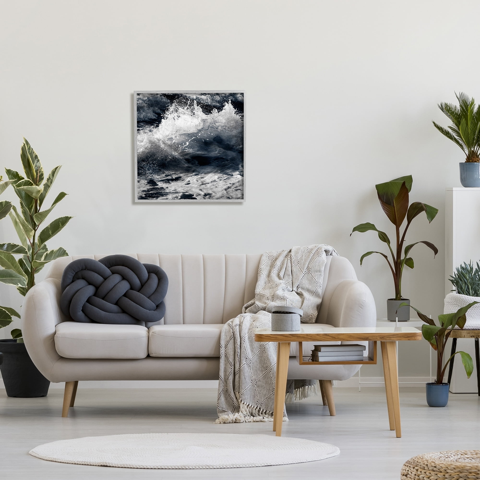 Stupell Industries Blue Ocean Waves Distressed Surface, 24 x 24,Design by Marcus Prime
