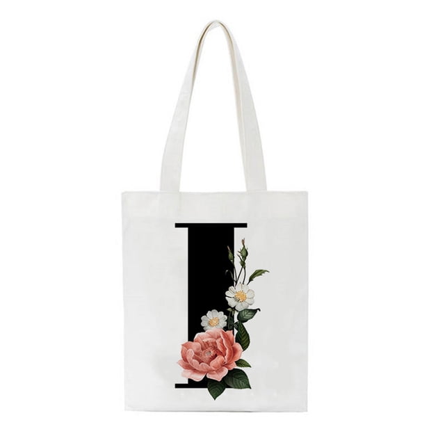 Bolsa de asas con inicial personalizada Regalo de acuarela floral para su carta Bolsa de tela Wmkox8yii HFSH61