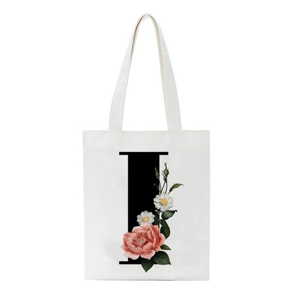 Bolsa de asas con inicial personalizada Regalo de acuarela floral para su carta Bolsa de tela Wmkox8yii HFSH61