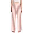 thumbnail image 3 of Dailycode Women's Pajama Pants Wide Leg Lounge Pj Bottoms With Pockets Pinkish Red and White Stripes, 3 of 7