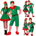 thumbnail image 2 of Christmas Santa Claus Costume Green Elf Cosplay Family Carnival Party New Year Fancy Dress Clothes Set for Men Women Girls Boys, 2 of 5