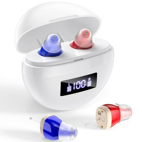 Hearing Aids for Seniors Rechargeable with Noise Cancelling, Hearing Amplifier for Adults Hearing Loss, Invisible Hearing Aid, In Ear Sound Amplifier With Charging Case