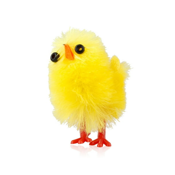 Bewildely Mini pollito de Pascua de plástico amarillo para manualidades, pantalla de simulación de fibra química, decoración para niños, Kits de decoración para fiestas