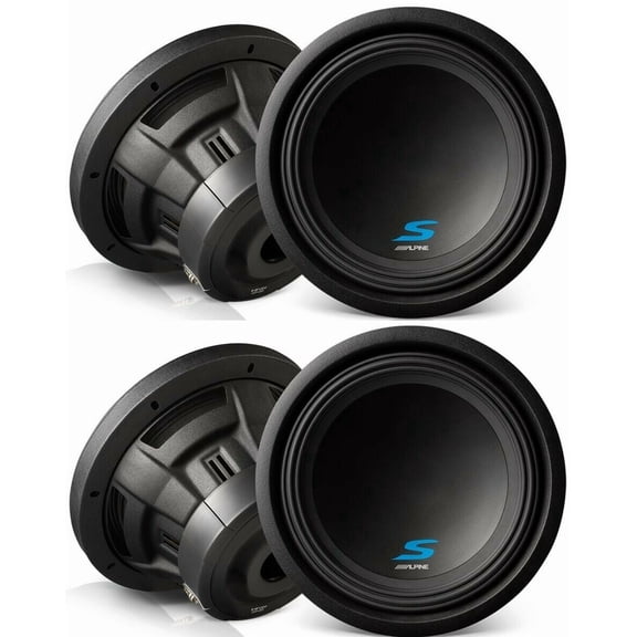 2 Alpine S-W12D4 Car Subwoofer1800W Max (600W RMS) 12" Type-S Series Dual 4 Ohm Car Subwoofer