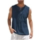 thumbnail image 2 of Camiseta sin mangas con cuello en V para hombre, color liso, moderna, holgada, informal, con cordón y bolsillo, sin mangas, de poliéster, 2 of 6