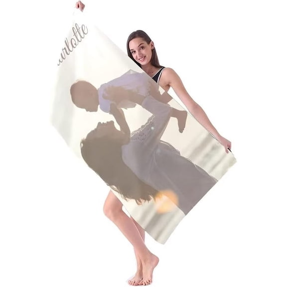 AISENIN Personalized Beach Towel with PhotoName - Custom Picture Beach Towel - Customized Summer Cool Beach Towel for Travel 30”×60”