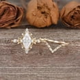 thumbnail image 2 of Vintage Marquise Cut Diamond Wedding Ring Set in 14K Yellow Gold Vermeil – Art Deco Filigree Engagement Ring for Women – Milgrain Vine Bridal Set, 2 of 2