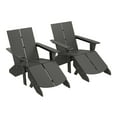 thumbnail image 2 of WestinTrends Riviera Outdoor 4-Piece HDPE Modern Adirondack Chairs Set with Folding Patio Ottomans and Cup Holder, Gray, 2 of 15