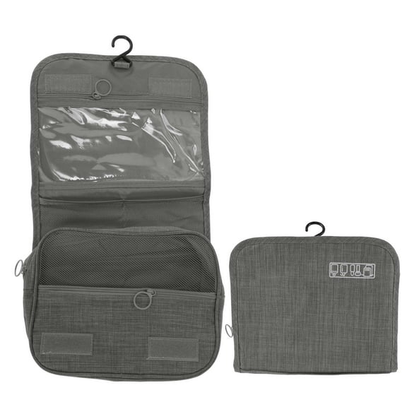 Unique Bargains 1 Pc Foldable Hanging Large Capacity Makeup Bag Gray Oxford Cloth