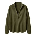 thumbnail image 7 of Comdrip Women's Long Sleeve Classic V Neck Pullover Sweater Casual Loose Fall Winter Knitted Fashion Formal Daily Wear Blackish Green L, 7 of 7