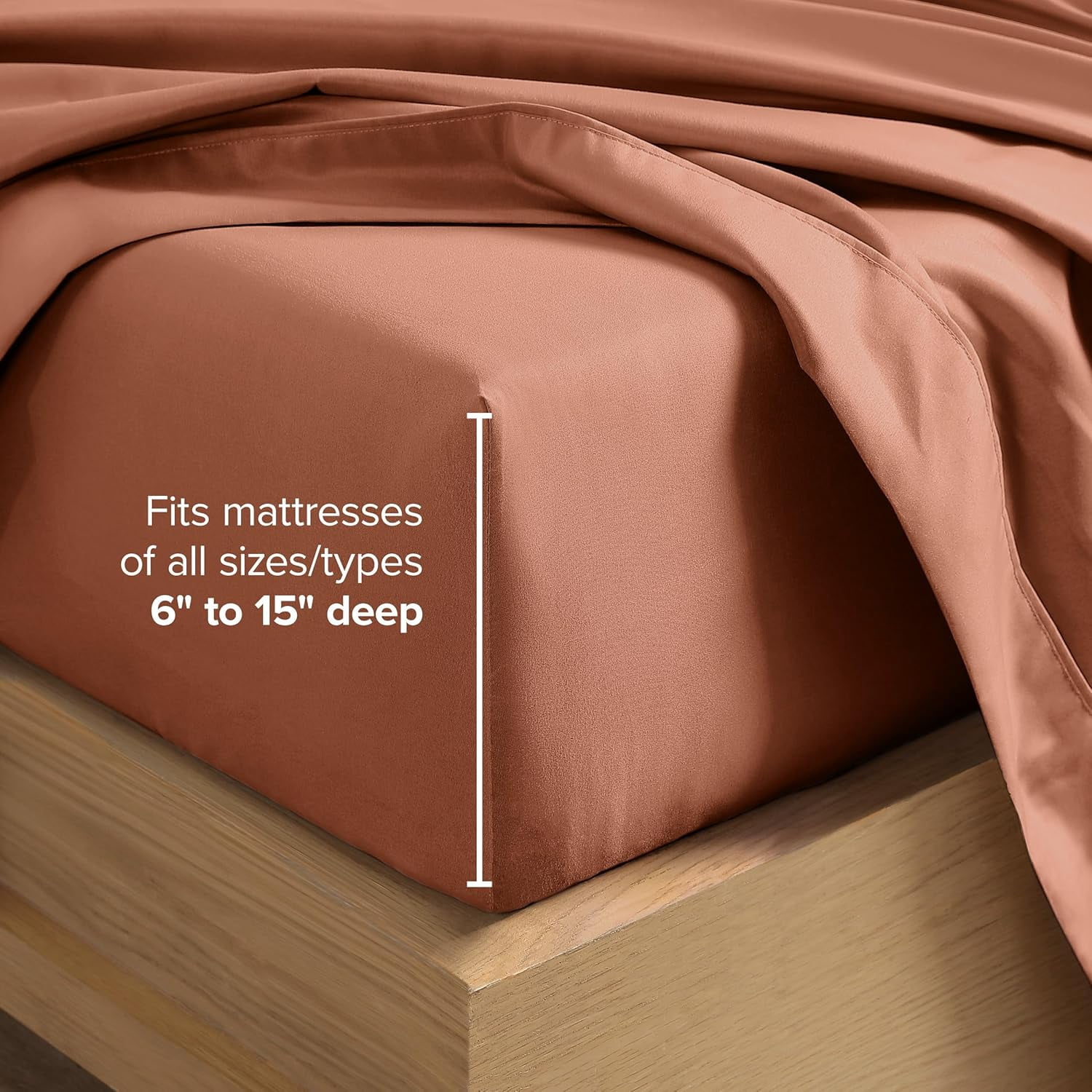 Queen Sheet Set 4 Piece Ultra Soft Microfiber Deep Pocket Easy Fit Bed Sheets and Pillowcases Terracotta