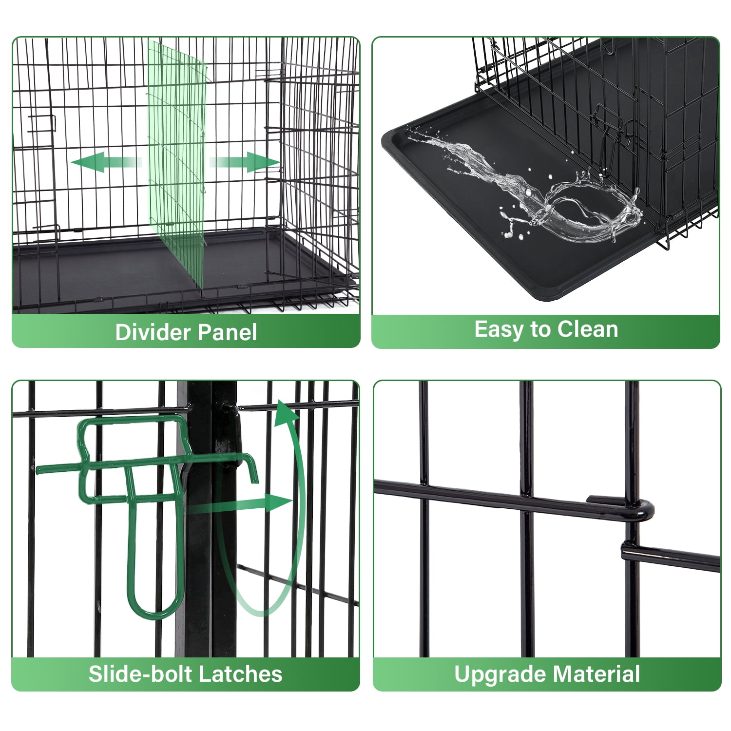 Pal Metal Black 42" Dog Crate Carrier with Collapsible Function