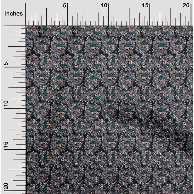 oneOone Polyester Lycra Fabric Leaves & Floral Block Print Fabric By Yard 56 Inch Wide