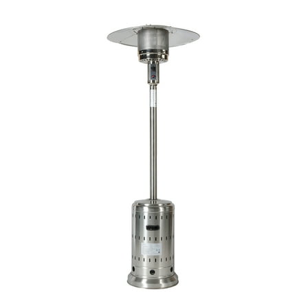 E-Western Outdoor 48,000 BTU Propane Patio Heater with Wheels Stainless Steel Cover for Garden and Patio Heating