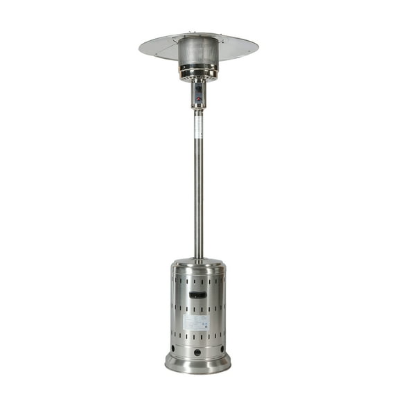 E-Western Outdoor 48,000 BTU Propane Patio Heater with Wheels Stainless Steel Cover for Garden and Patio Heating