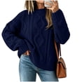 thumbnail image 2 of Women's Oversized Cable Knit Crew Neck Sweater Long Sleeve Chunky Pullover Top Casual Fall Pullover, 2 of 5