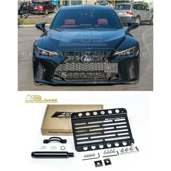 Replacement For 2021-Present Lexus IS300 IS350 IS500 | EOS Plate Version 1 Front Bumper Tow Hook License Plate Relocator Mount Bracket Tow-557 (Mid Size)