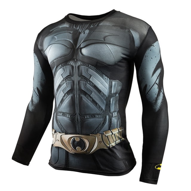 Rashguard Gym Man Fitness Long Sleeve Compression Shirt Bat Spider Superhero Print Fashion Cloth For Running Training Exercise