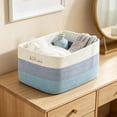 thumbnail image 5 of Woven Cotton Linen Storage Basket, Large Decorative Storage Bin, Multi-Purpose Fabric Basket for Laundry, Toys and Books, Handmade Organizer for Home and Nursery, 5 of 6