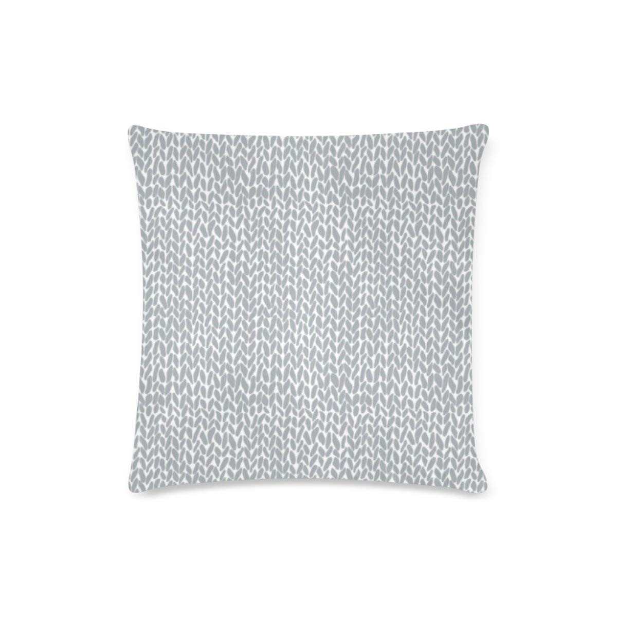 BOSDECO Hand Knit Light Grey Deisign Cushion Cases Pillow Cover Two