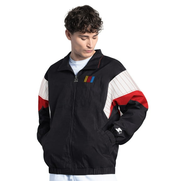 Men's Starter Black/Red NASCAR Yard Line Full-Zip Jacket