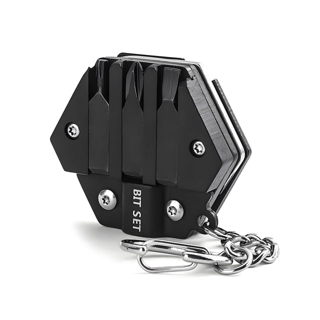 Mini llavero multifuncional con destornillador y herramientas de reparación para exteriores.