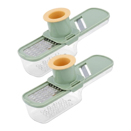 REGALWOVEN Mandoline Slicer for Kitchen Vegetable Chopper 3-in-1 Multifunctional Cutter for Onion Carrot Stainless Steel Blades for Home Green 2 pcs