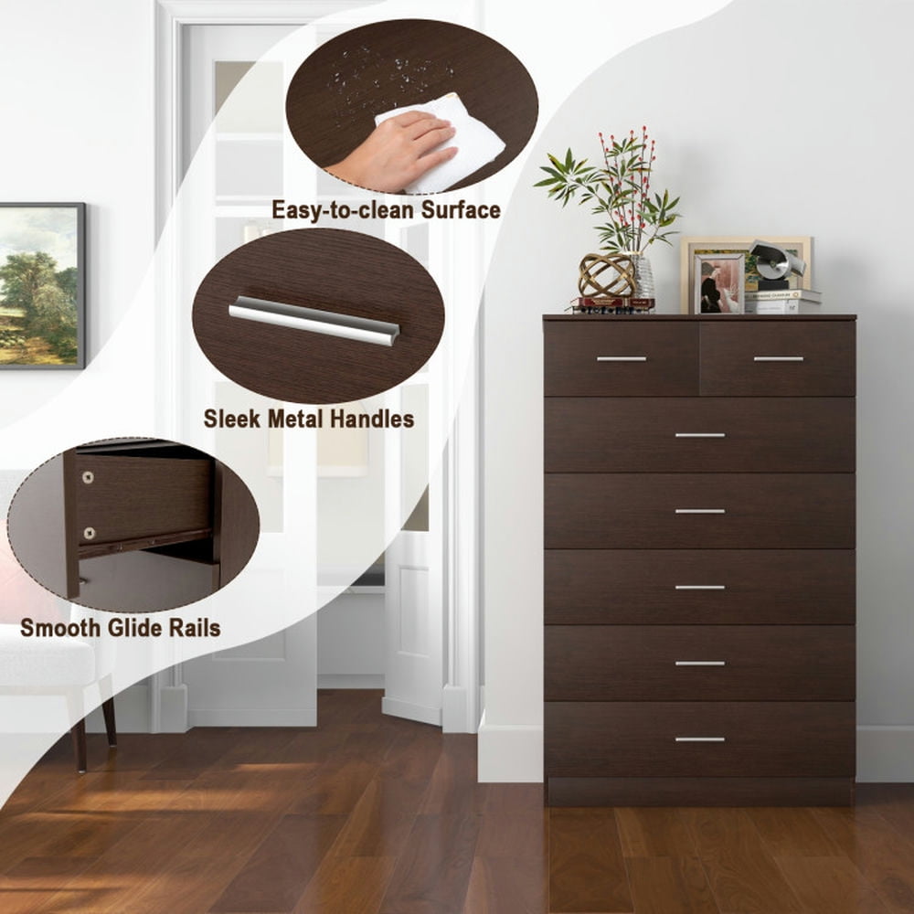 Finihen Dresser, Storage Dresser, Wooden Chest of Drawers with Anti-toppling Device and Metal Handles, for Living Room, Bedroom, Entryway, Espresso Finihen Dresser, Storage Dresser, Wooden Chest of Drawers with Anti-toppling Device and Metal Handles, for Living Room, Bedroom, Entryway, Espresso