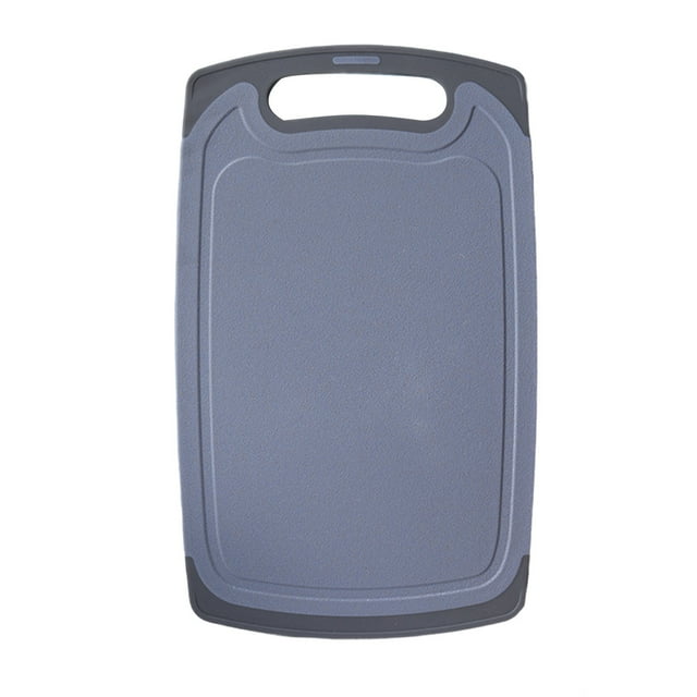 yulier Reversible Kitchen Cutting Board Lightweight Plastic Chopping Board Double Sided for Camping, Dishwasher Safe, Non-Slip, with Easy Grip Handle (Gray)
