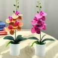 thumbnail image 2 of opvise Artificial Plant No-watering Realistic Weather-resistant Outdoor Indoor Potted Fake Orchid Flower for Mothers Day Orange, 2 of 8